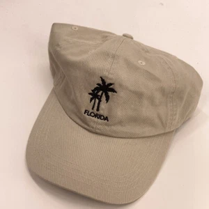 Florida Beige Cotton Dad Cap Palm Tree Outline Icon - Picture 1 of 6