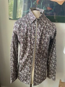 TED BAKER Mens Dress Shirt Button Front Long Sleeve Paisley Tapered Fit Sz3 US M - Picture 1 of 3