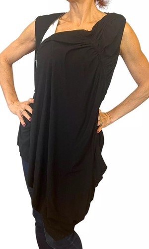 GILET GIACCA ASIMMETRICA RICK OWENS LILIES NERO INCRESPATO SENZA MANICHE CERNIERA 8 NUOVO CON ETICHETTE