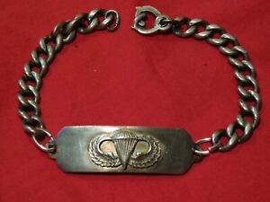 A+ WWII US Army Airborne Paratrooper Bracelet Sterling Jump Wing
