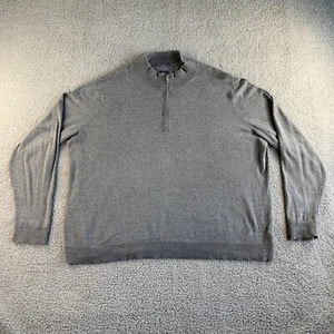 Vineyard Vines Sweater Mens 62" Gray Cotton Cashmere Pullover Italy 1/2 Zip READ - Picture 1 of 18