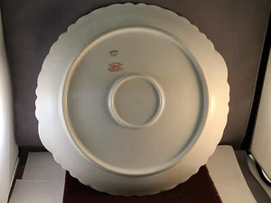 Antico piatto torta floreale oro capesante Haviland Limoges France 11 3/4" - Foto 1 di 6