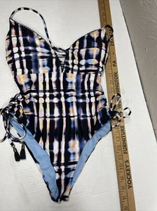 Lucky Brand Solstice Canyon Strappy One Piece Swimsuit Ruched Tassels Size XS - Picture 1 of 3