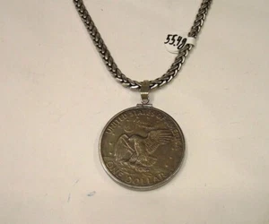 Collana Moneta Ciondolo Vintage Uomo Argento 925 Moda Elegante Unico Ciondolo - Foto 1 di 2