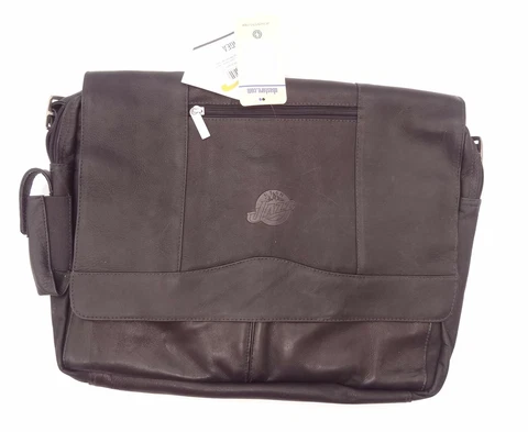 Pangea Brands Black Leather Laptop Messenger Bag - NBA - Utah Jazz Cover