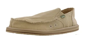 SANUK MEN'S VAGABOND SIDEWALK SURFER KHAKI LOAFER SHOES - Picture 1 of 5
