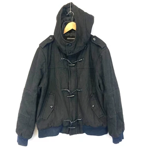Steve Madden Mens Heavyweight Wool Jacket XL Black Zip & Toggle Coat Y2K Style - Picture 1 of 19