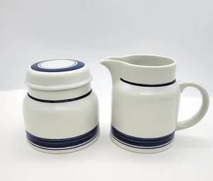 Vintage Royal Doulton Biskaya Blau & Weiß Zucker & Milchkännchen Made in England - Bild 1 von 8