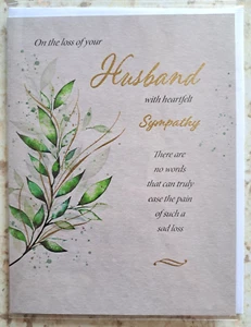 On Loss Of Your Husband With Heartfelt Sympathy card - Picture 1 of 2
