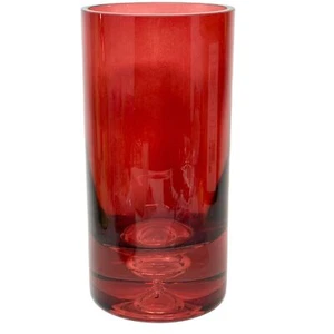 Vintage Krosno Poland Controlled Bubble Handmade Large 8" Vase Cranberry Red MCM - Picture 1 of 11