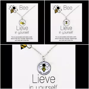 Multi Style Girls Necklace Bumblebee Bee Cabochon New w/ Tags Free Ship Cute - Picture 1 of 4