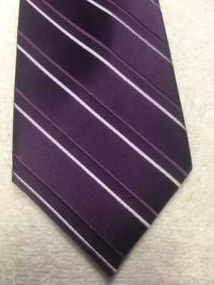 APT 9 MENS TIE PURPLE AND WHITE STRIPES 3.75 X 59 NWOT - Image 1 of 4
