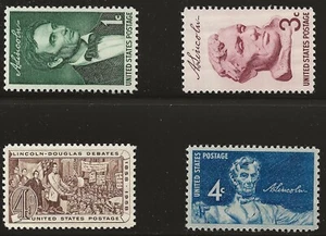 US Scott #1113-16, Singles 1958-59 Lincoln FVF MNH - Picture 1 of 1