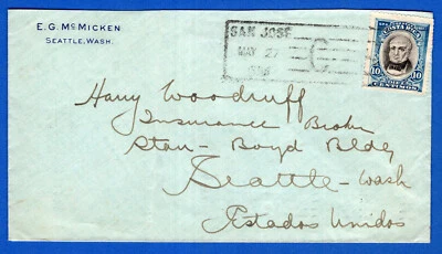 COSTA RICA TO USA, 1908, COVER W/ADVERTISING, VF - Image 1 of 2