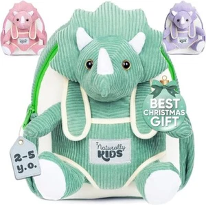 Kids Backpack With Plush Green Dinosaur Toy Triceratops Stuffed Animal KIDS - Picture 1 of 6