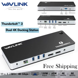 Wavlink 4K Dual Display Thunderbolt 3 Docking Station, 65W PD, 11-in-1 Ports - Picture 1 of 18