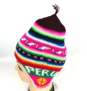 Cappello Beanie Chullo Lavorato a Maglia Bambini 2-7 Fatto a Mano in Perù Highlands Multicolore #3 - Foto 1 di 6