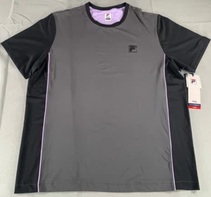 Fila Adrenaline Tennis Crew Shirt XL Gray Black UV UPF50+ PerformaFresh NWT - Picture 1 of 9