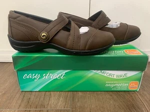 Easy Street Dark Brown Mary Jane Slip On Comfort Walking Faux Leather Size 7 - Picture 1 of 6