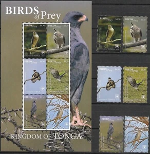 TONGA - 2018 MNH "BIRDS Of PREY" ¡Hoja de recuerdo y juego completo!!! - Imagen 1 de 1