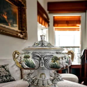 Vintage Pedestal NeoClassical Lidded Centerpiece Signed Pereiras Valado Portugal - Picture 1 of 8