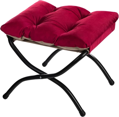 15"(H) Folding Footrest Stool, Upholstered Small Foldable Ottoman, Accent Padded - Image 1 of 4