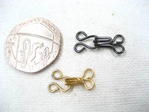 20 Sets Gold Metallic Haken und Ösen Verschlüsse Rock Kleid BH zum Annähen Kragen Haken - Bild 1 von 3