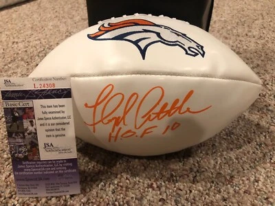 FLOYD LITTLE Full Size Denver Broncos White Logo Football Signed Autograph JSA - Image 1 of 4