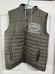 ECKO Unltd Sleeveless Hoodie Puffer Vest Full Zip Jacket Green Mens Size L - Picture 1 of 5