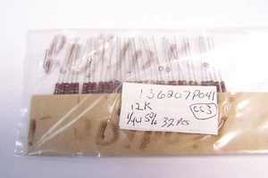Neu 32 Stück Vintage Carbon Comp Widerstände 12K Ohm 5% 1/4 W CC3 - Bild 1 von 1