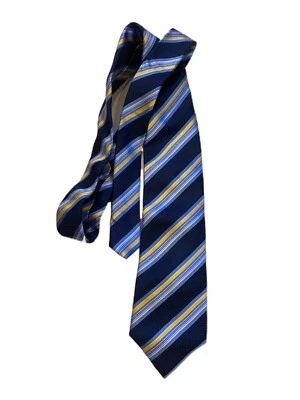 Hathaway Men's Pure Silk Neck Tie Red with Blue Gold Diagonal Stripes New in Box - Image 1 of 4