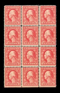 US #505; 5¢ WASHINGTON (ERROR), DOBLE ERROR EN UN BLOQUE DE 12, CV $1,200 - Imagen 1 de 2