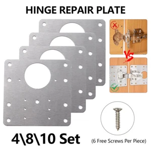 Scharnier Reparaturblech für Schranktür, Edelstahl Scharnier Reparatur Halterung Set - Bild 1 von 15