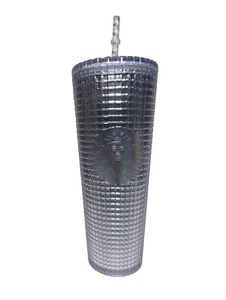 Starbucks Becher Kaffeetasse mit Stroh 24oz Silber Plastikflasche Becher - Bild 1 von 6
