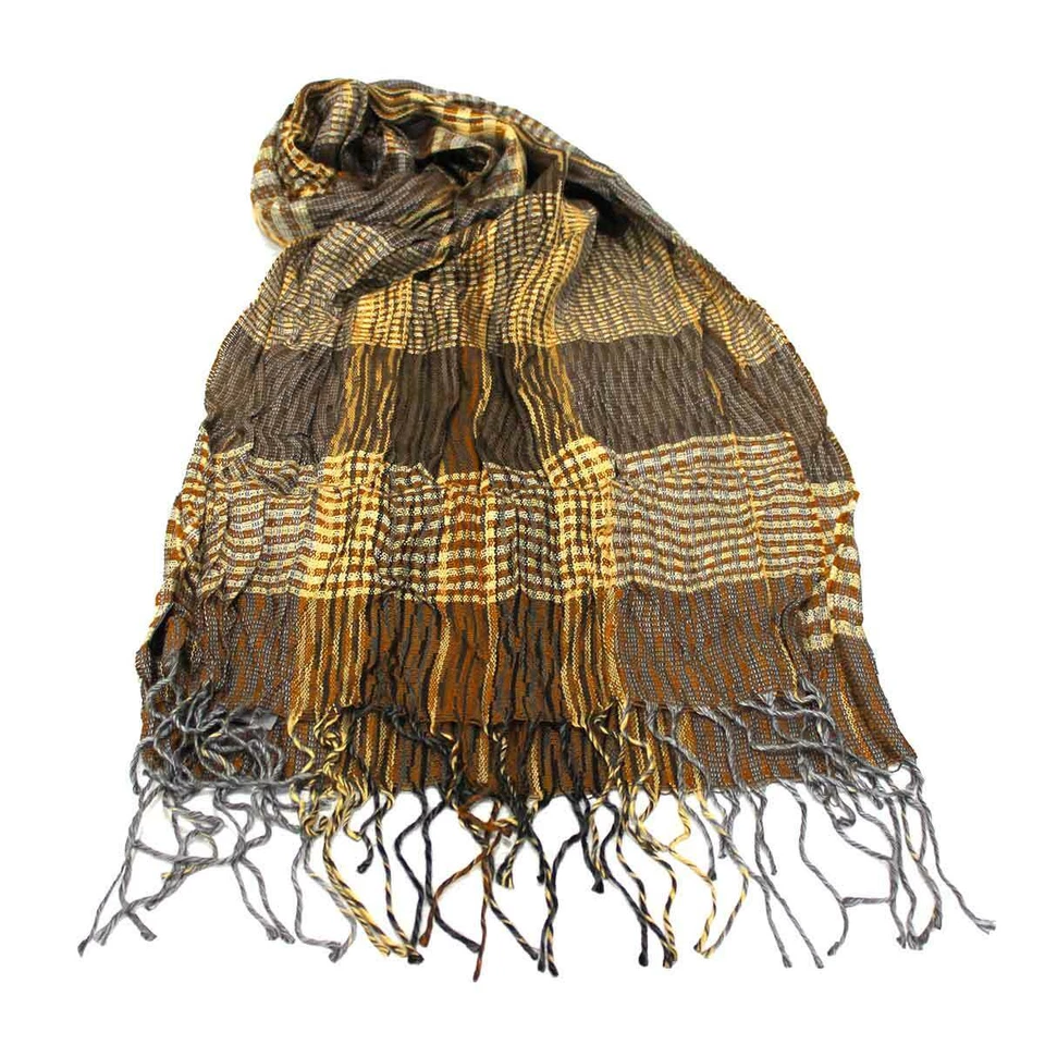 Sciarpa uomo pashmina stropicciata con frange 100% acrilico 180x35 castoro - Immagine 1 di 1