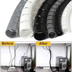 2m Wire Wrap Tube Spiral Management Cable Organizer Cord Protector Storage Pipe - Picture 1 of 16