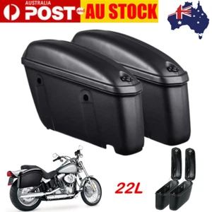 2X Universal Motorcycle Side Trunk Hard Case 22L Saddlebag Tool Luggage Tank Box - Picture 1 of 10