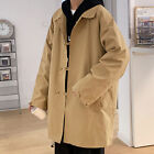 Men Trench Coat Pockets Windproof Vintage Relaxed Fit Trench Coat Male