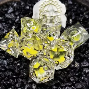 Sage's Radiant Souls - Sunburst Yellow Liquid Core Sharp Edge Resin Würfel Set - Bild 1 von 10