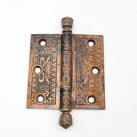 Antique Ornate Cast Iron Door Hinge Architectural Salvage  3.5" x 3.5" Cover