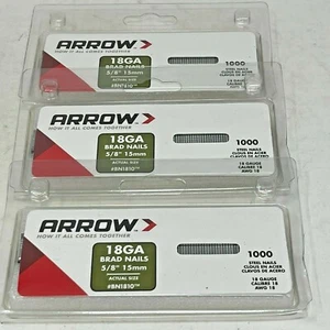 3 PACK of 1000 Arrow BN1810 18GA 5/8” Steel Brad Nails (3000 Total Brad Nails) - Picture 1 of 9