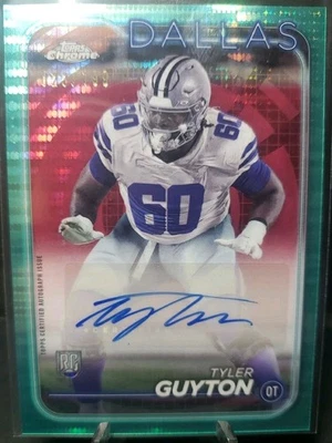 2024 Topps Chrome AQUA SONAR REF Dallas Cowboys TYLER GUYTON Autograph AUTO RC # - Image 1 of 2