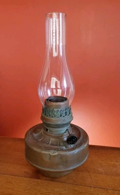 Antigua lámpara astral 1890 Viena Austria 30" cobre queroseno lámpara con flauta Foto 1 de 4