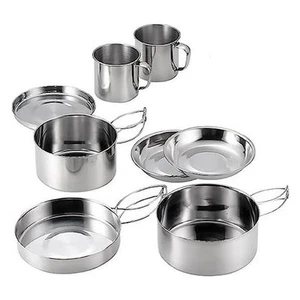 Outdoor Essential 8-teiliges Kochset Edelstahl Kochgeschirr f??r 5 6 Wohnmobile - Bild 1 von 12