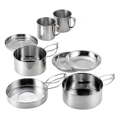 Outdoor Essential 8-teiliges Kochset Edelstahl Kochgeschirr f??r 5 6 Wohnmobile - Bild 1 von 4