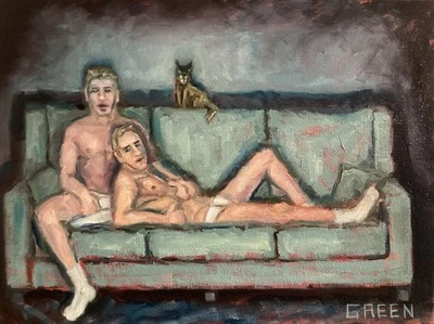 Gay Male Art Original Oil Painting Man Hand Painted Underwear - Image 1 of 4