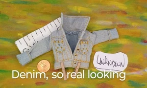 Costume OOAK Doll Clothes *unidentified GUC Blue Denim Jacket Coat* Vtg? - Picture 1 of 3