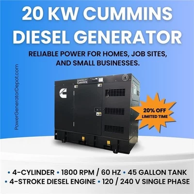 20kW Cummins Diesel Generator Set Single Phase - Image 1 of 4