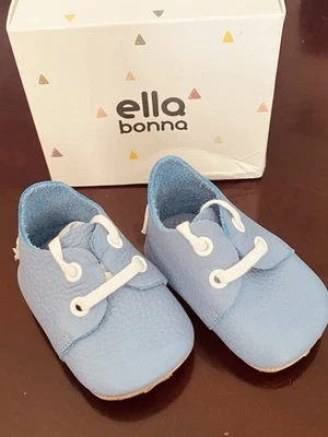 ella bonna baby boy blue leather shoes booties Size 2 - Image 1 of 4
