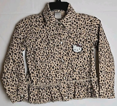 Hello Kitty Animal Print Denim Jacket Girls Size 7 EUC - Image 1 of 4